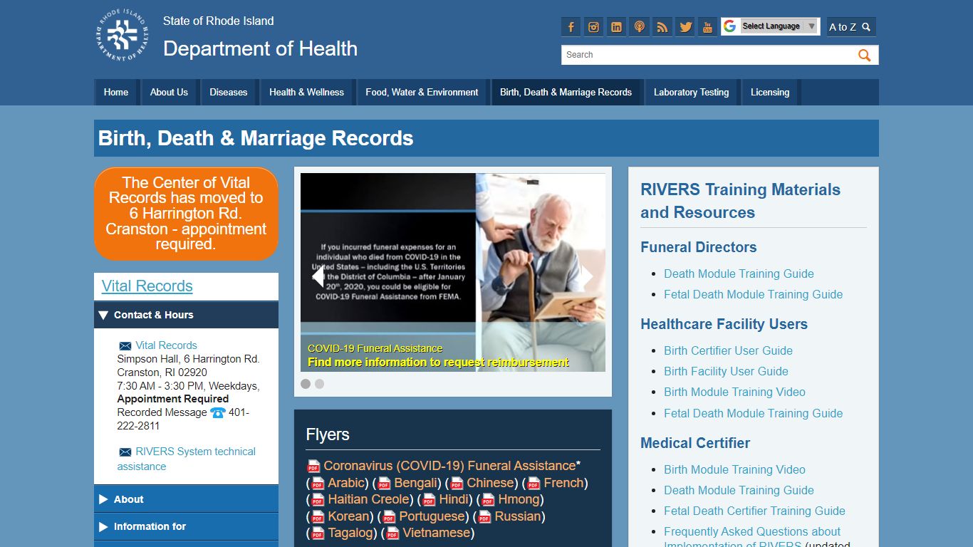 Birth, Death & Marriage Records - Department of Health